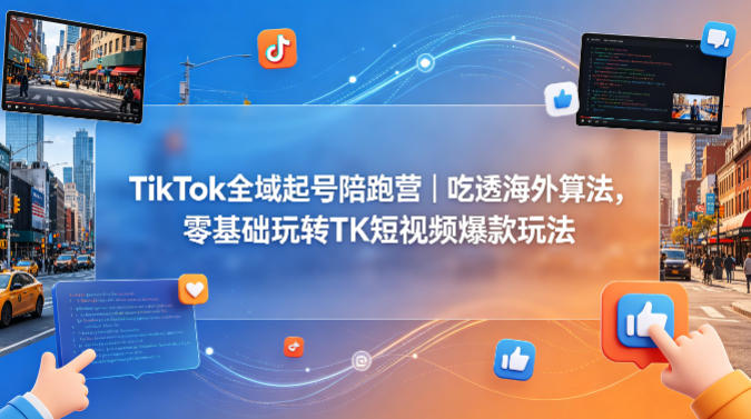 TikTok全域起号陪跑营｜吃透海外算法，零基础玩转TK短视频爆款玩法-雨航网