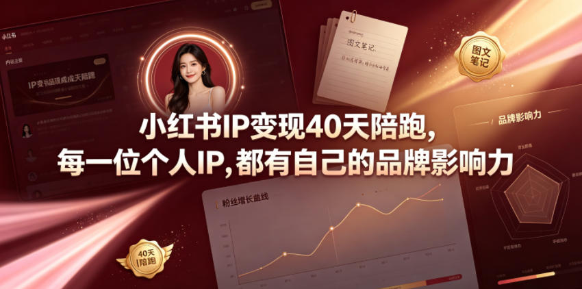 小红书IP变现40天陪跑，每一位个人IP，都有自己的品牌影响力-雨航网