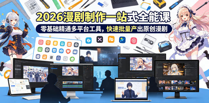 2026 AI漫剧制作一站式全能课，零基础精通多平台工具，快速批量产出原创漫剧-雨航网