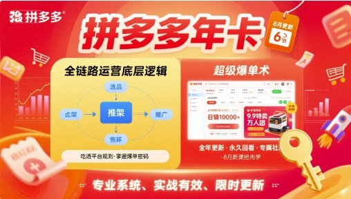 拼多多年卡，拼多多全链路运营底层逻辑，超级爆单术【更新26年6月】-雨航网