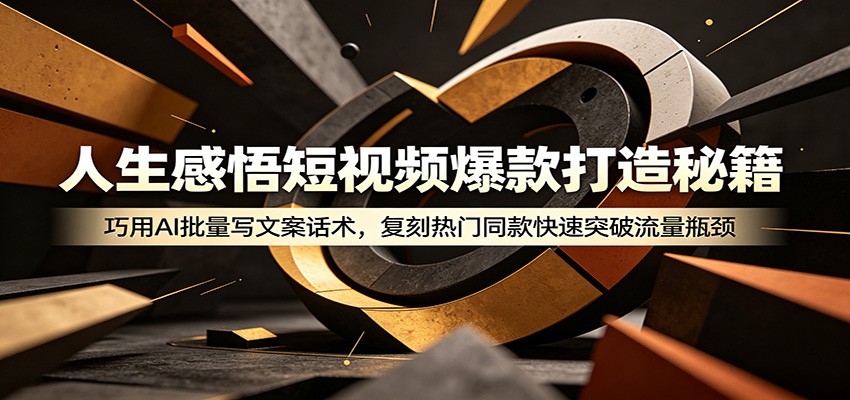 人生感悟短视频爆款打造秘籍：巧用A 批量写文案话术，复刻热门同款快速突破流量瓶颈-雨航网