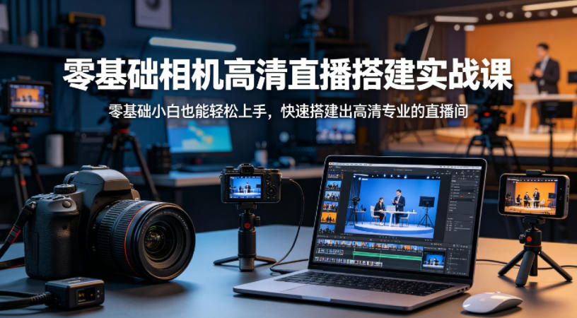 零基础相机高清直播间搭建实战课，小白也能轻松上手，快速搭建出高清专业的直播间-雨航网