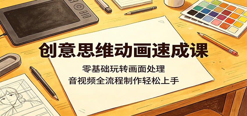 创意思维动画速成课：零基础玩转画面处理，音视频全流程制作轻松上手-雨航网
