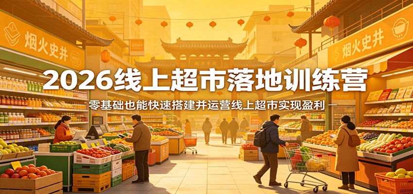 2026线上超市落地训练营，零基础也能快速搭建并运营线上超市实现盈利-雨航网