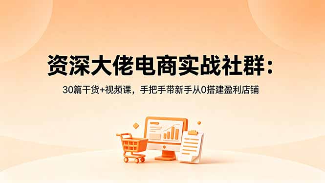 资深大佬电商实战社群：30篇干货+视频课，手把手带新手从0搭建盈利店铺-雨航网