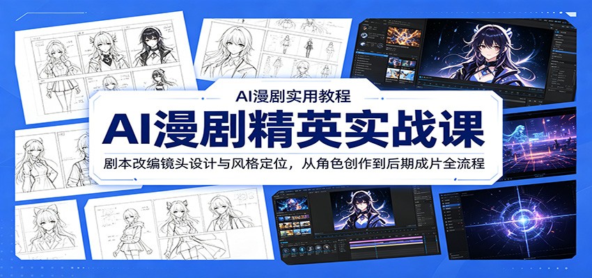 AI漫剧精英实战课：剧本改编镜头设计与风格定位，从角色创作到后期成片全流程-雨航网