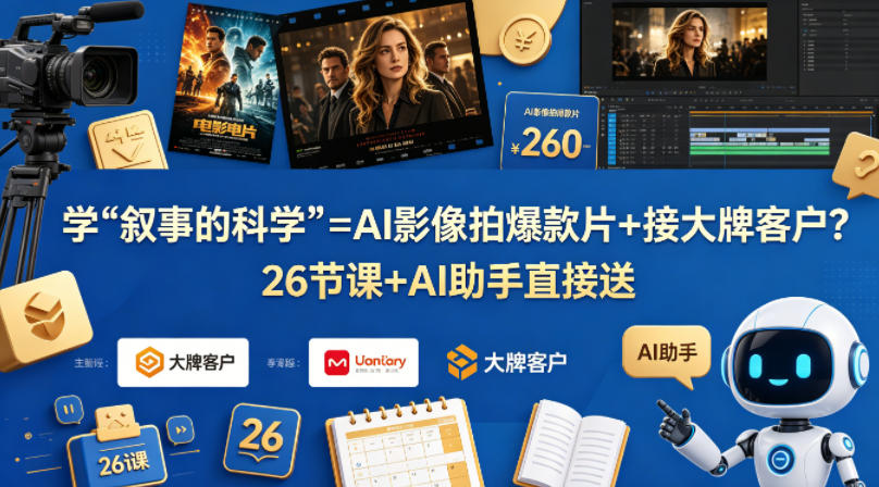 学《叙事的科学》=AI影像拍爆款片+接大牌客户？26节课+AI助手直接送【原创双语字幕】-雨航网