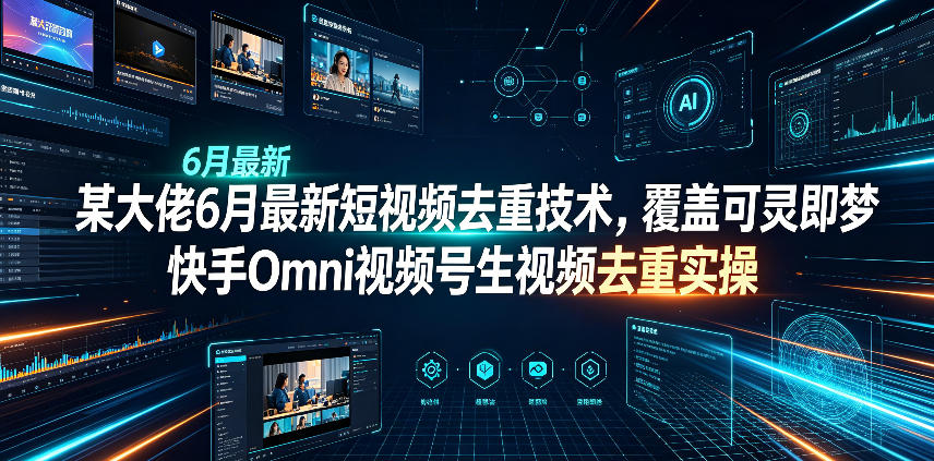 某大佬6月最新短视频去重技术，覆盖可灵即梦快手Omni视频号生视频去重实操-雨航网