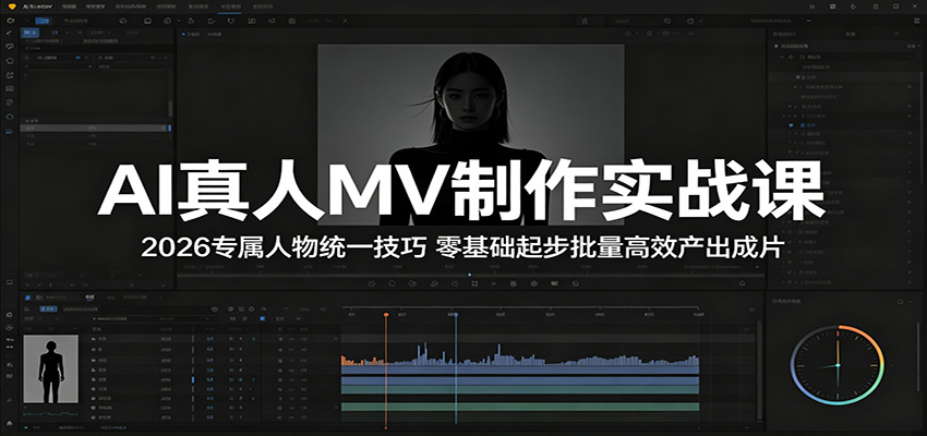 AI真人MV制作实战课:2026专属人物统一技巧,零基础起步批量高效产出成片-雨航网