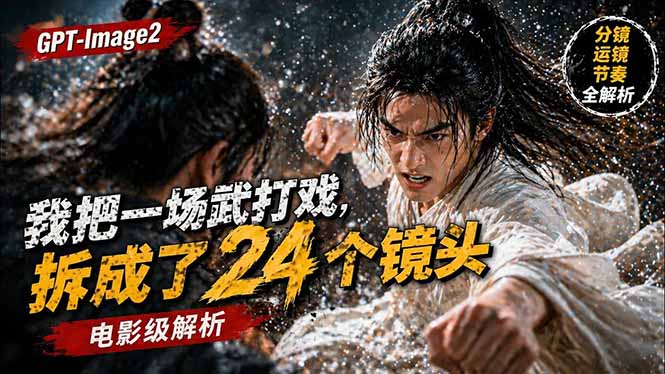 用GPT-Image2，把一段武打对决拆成24个连续镜头，从人物建立、动作衔接、运镜节奏，到情绪爆发-雨航网